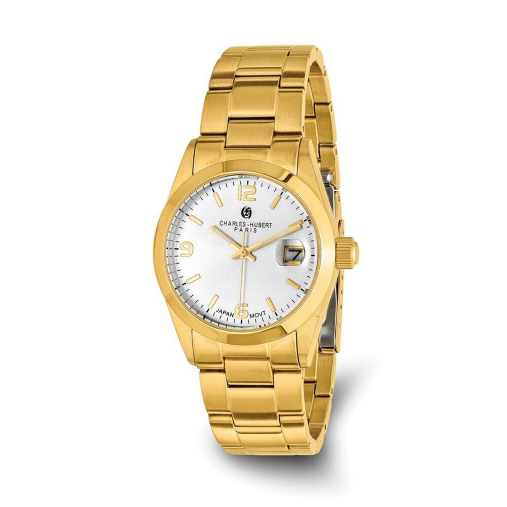 Charles Hubert Mens Gold-Tone Plated Classic Analog Watch